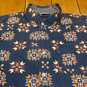 Roark Button Down Shirt Aztec Southwestern Pattern Medium Color Blue